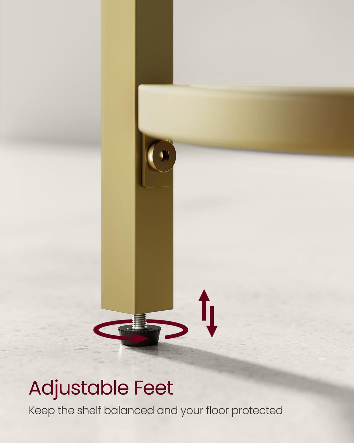 VASAGLE 5-Tier Corner Shelf Stand, Corner Bookshelf, Bathroom Organizer, Plant Stand, Tempered Glass, Steel Frame, Modern Style, for Living Room, Bathroom, Kitchen, Metallic Gold ULGT810A01 VASAGLE