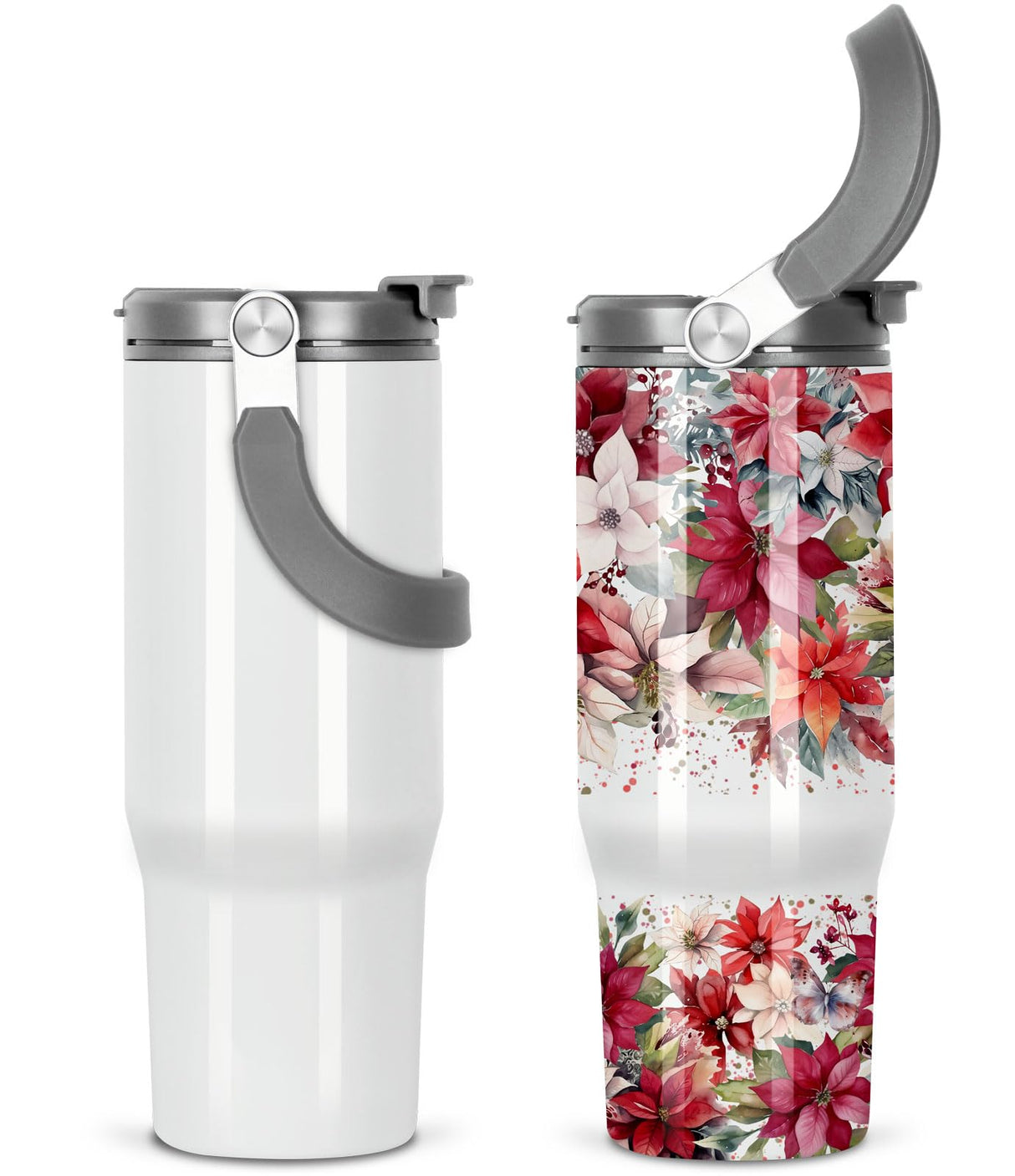 Tswofia 30 Oz Sublimation Tumblers, Sublimation Tumbler Blank with Portable Handle, Stainless Steel Sublimation Cup with Straw Leakproof Flip, Individually Boxed (2 Pack) Tswofia