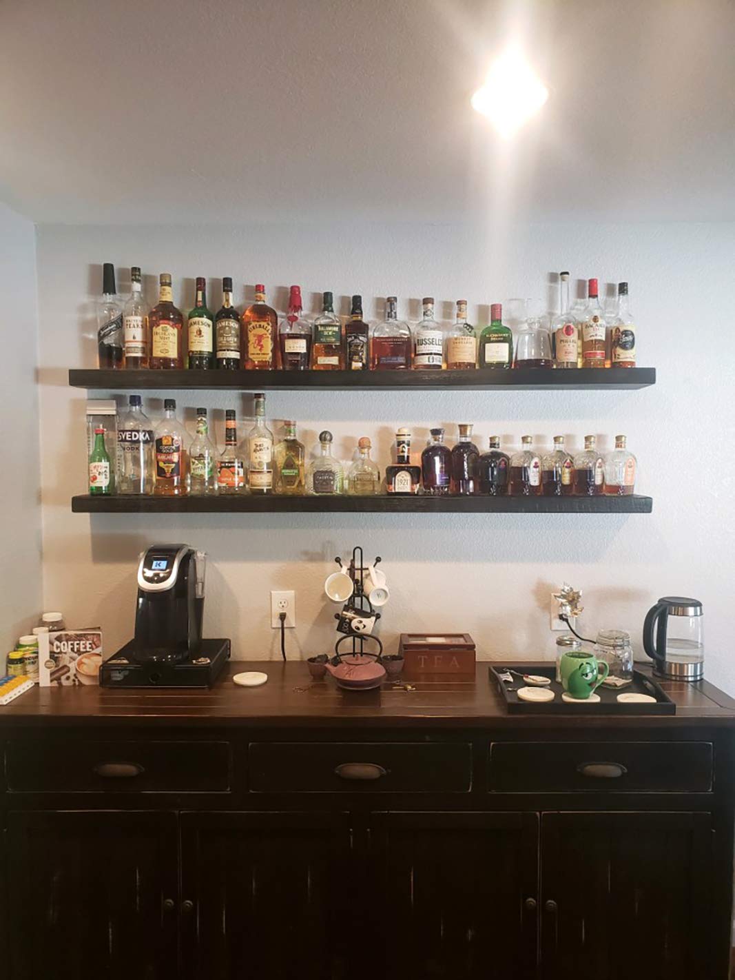 Joel's Antiques - 72 Inch Wooden Floating Shelves for Wall - Made of Natural Wood - Long Heavy Duty Rustic Fireplace Mantel & Book Shelf - Perfect for Living Room - Mocha 72x8x2 in joelsantiques