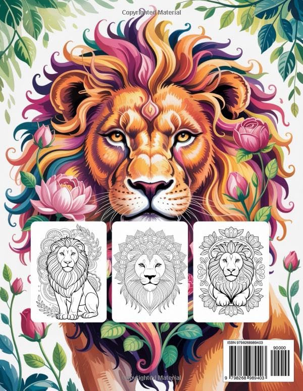 Lion Coloring Book for Adults: A Majestic Journey of Strength, Beauty, and Relaxation: 50 Detailed and Powerful Lion Designs for Stress Relief, Mindfulness, and Creative Expression Majosta