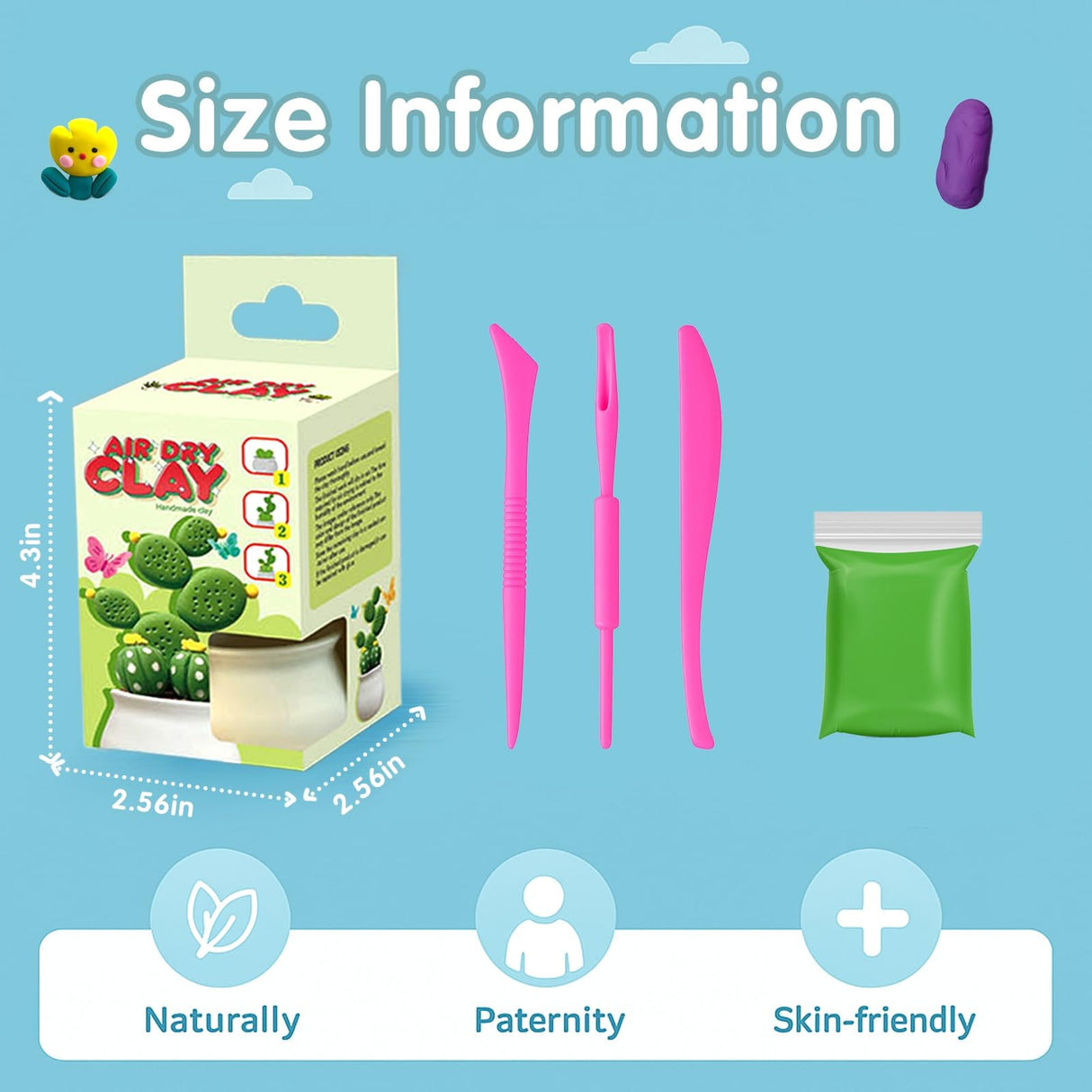 Air Dry Clay for Kids - 12 Plants DIY Modeling Clay Kit with Sculpting Tools & STEM Tutorials - Ultra Light, Soft, Safe - Back to School Classroom Supplies, Home Party, Birthday Gifts for Ages 3-12+ DMTXCRP