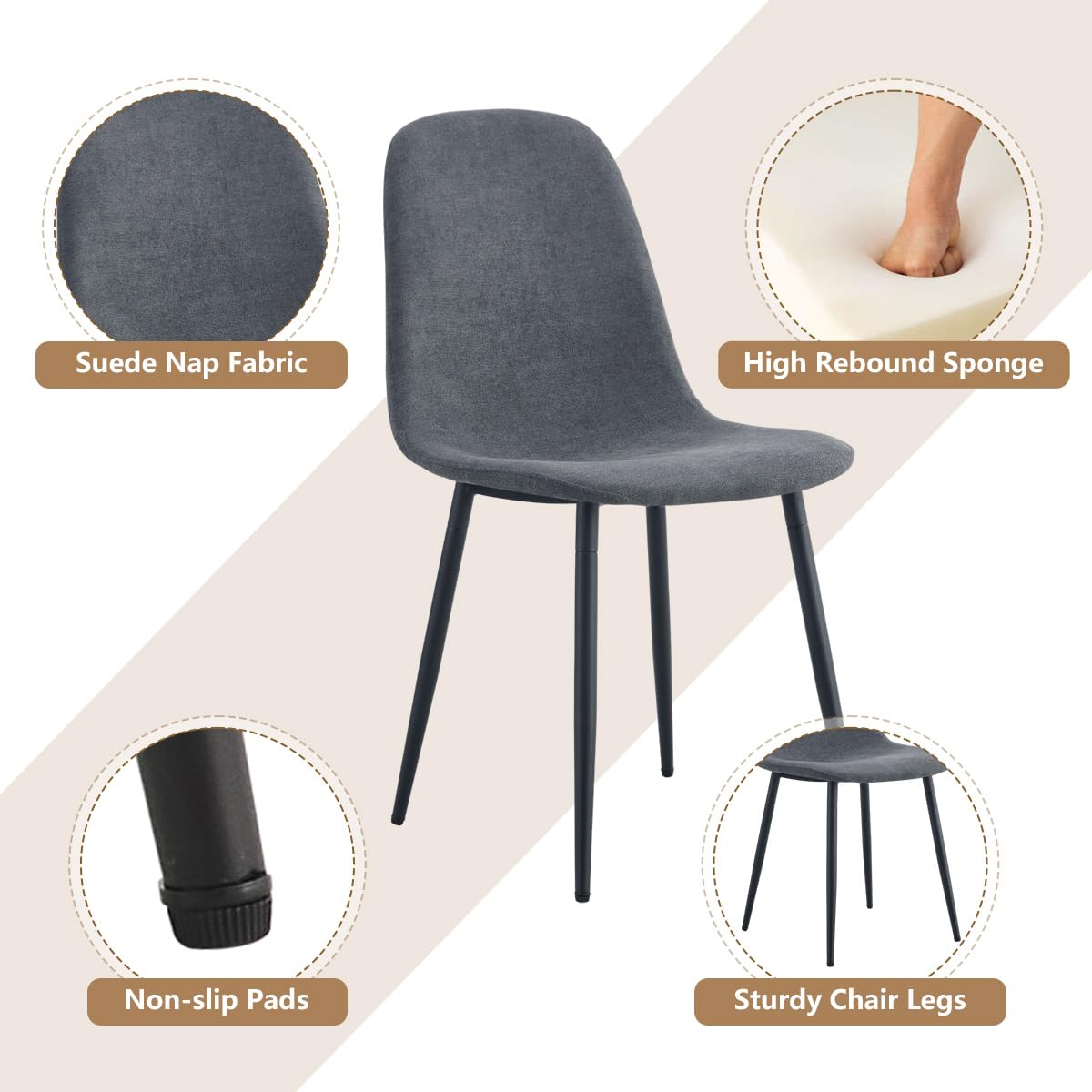 UELKS Dining Table Set for 8,9 Piece Dining Table Set,71'' Kitchen Table and Suede Nap Fabic Chairs Set of 8,for Kitchen Dining Room UELKS