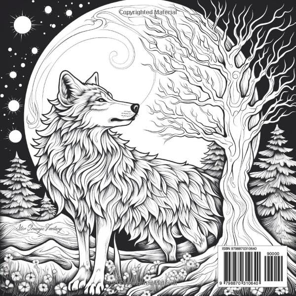 Wolves Of The Aurora: A Fantasy Coloring Book About Wolves Majosta