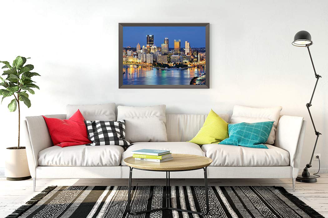 DIY 5D Diamond Painting Kit Skyscrapers Downtown Pittsburgh Pennsylvania USA Skyline City Pa 14" X 20" Adult Full Drill Rhinestone Cross Stitch Art Crafts for Home Decoration Suklly
