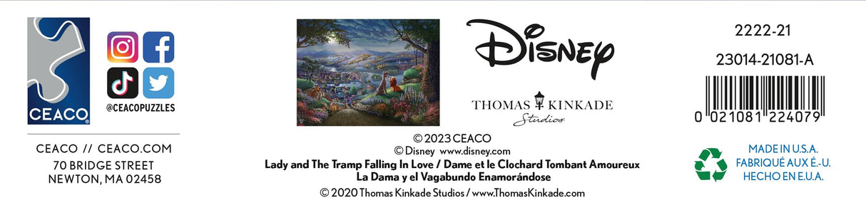 Ceaco - Disney - Thomas Kinkade - Lady and The Tramp Falling in Love - 300 Oversized Piece Jigsaw Puzzle Ceaco