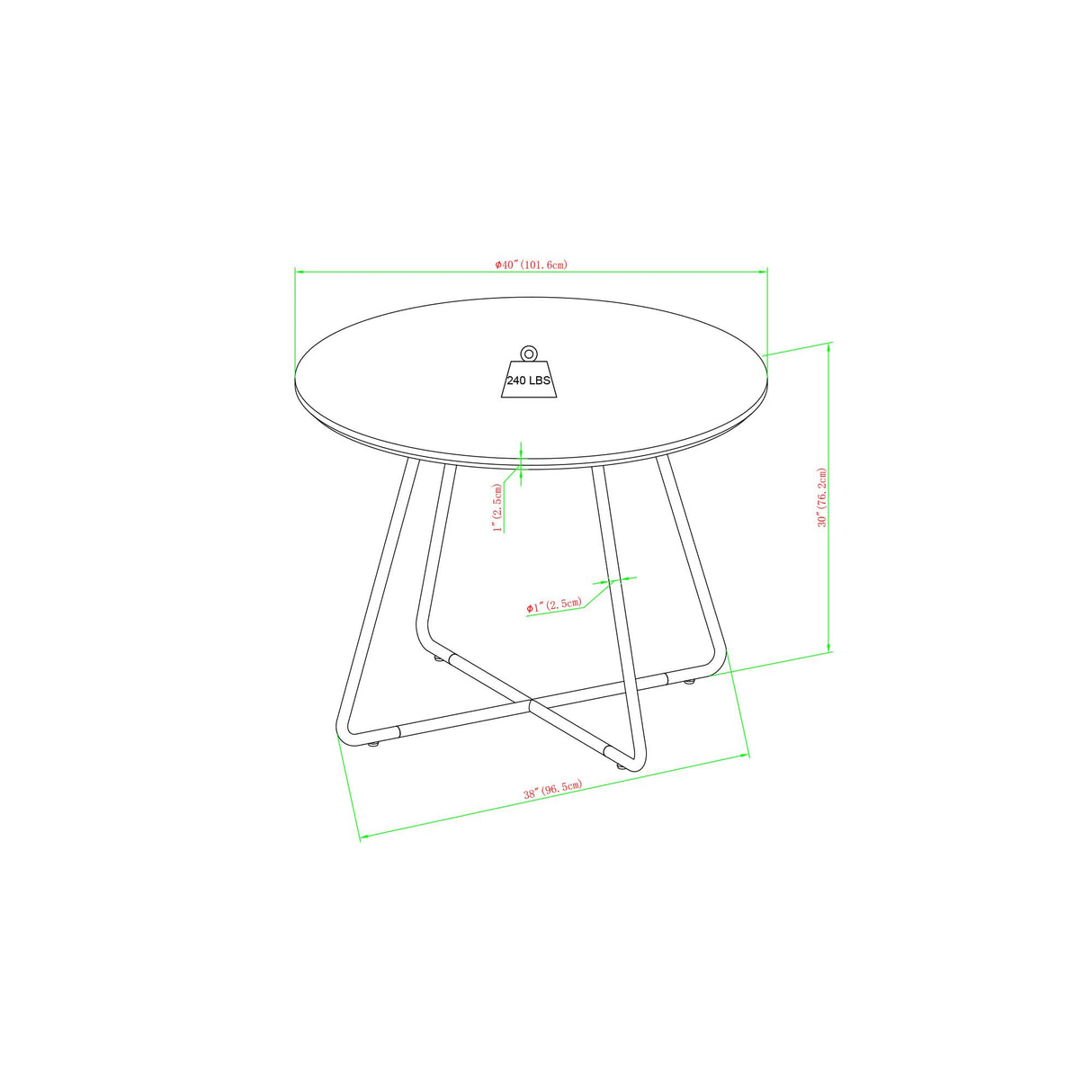 Walker Edison Modern Metal and Wood Round Dining Table, 40 Inch, English Ash Walker Edison
