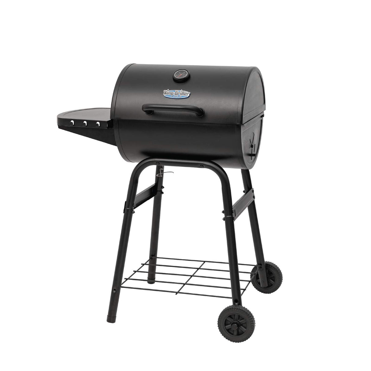 Char-Griller® King-Griller Gambler Charcoal Grill and Smoker with Damper Smoke Control, Cast Iron Grates, and Side Shelf, 315 Cooking Square Inches in Black, Model E1416 Char-Griller