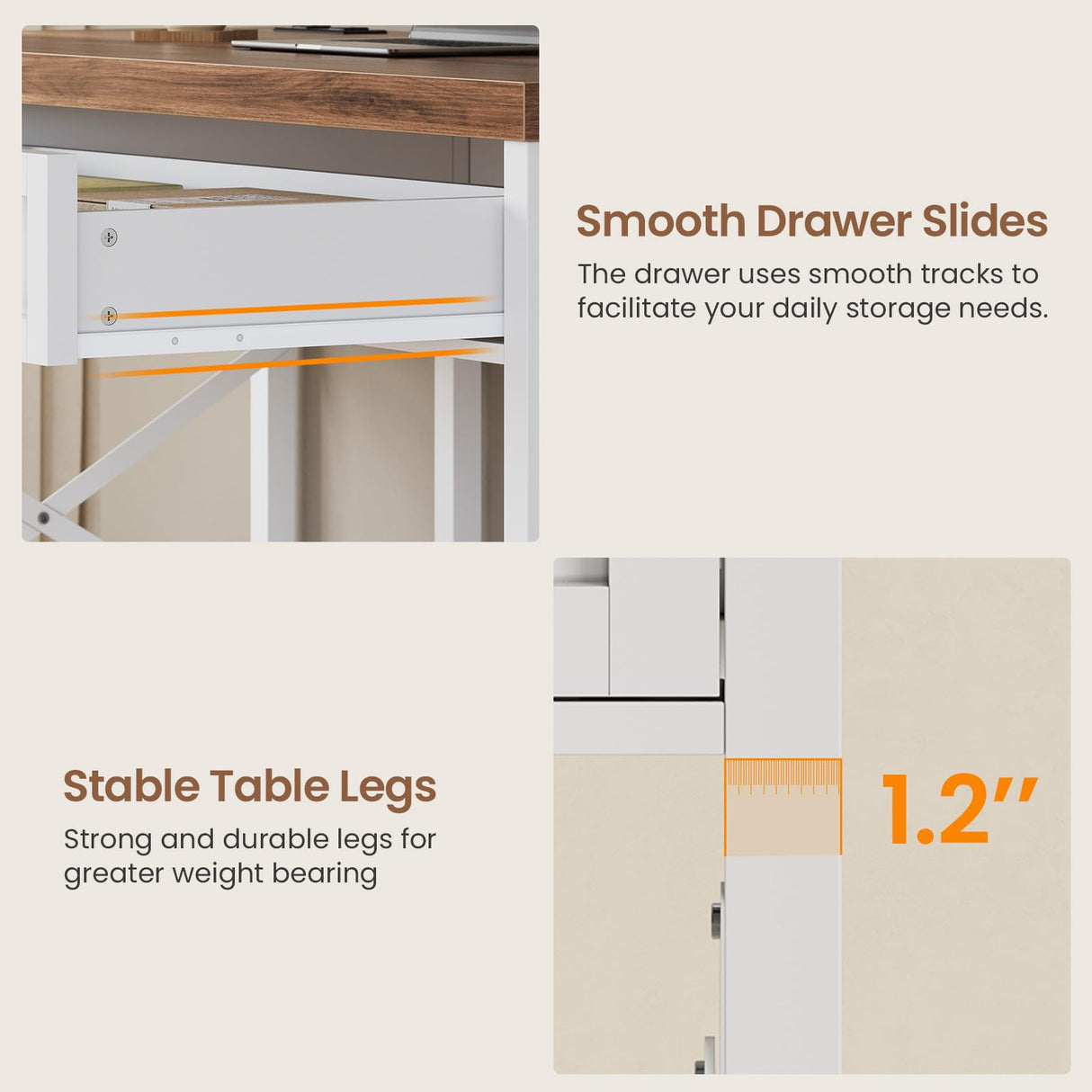 SEDETA 40" Study Table, Small Computer Desk with Drawer & Storage Shelves, Farmhouse Writing Desk for Small Space, White Home Office Desk with Power Outlet, Desk for Bedroom, Living Room SEDETA