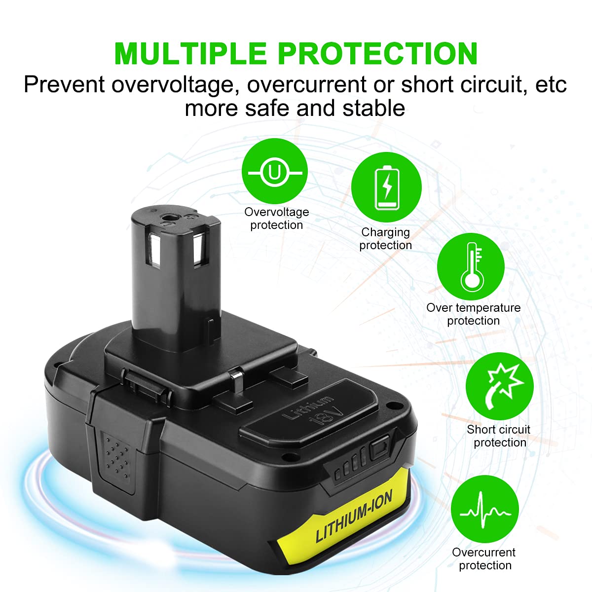 energup 2Pack 18V 3.8Ah P102 Replacement for Ryobi 18V Lithium Battery for 18-Volt ONE+ Battery P104 P105 P102 P103 P107 Cordless Tools Compatible with Ryobi 18v Batteries energup