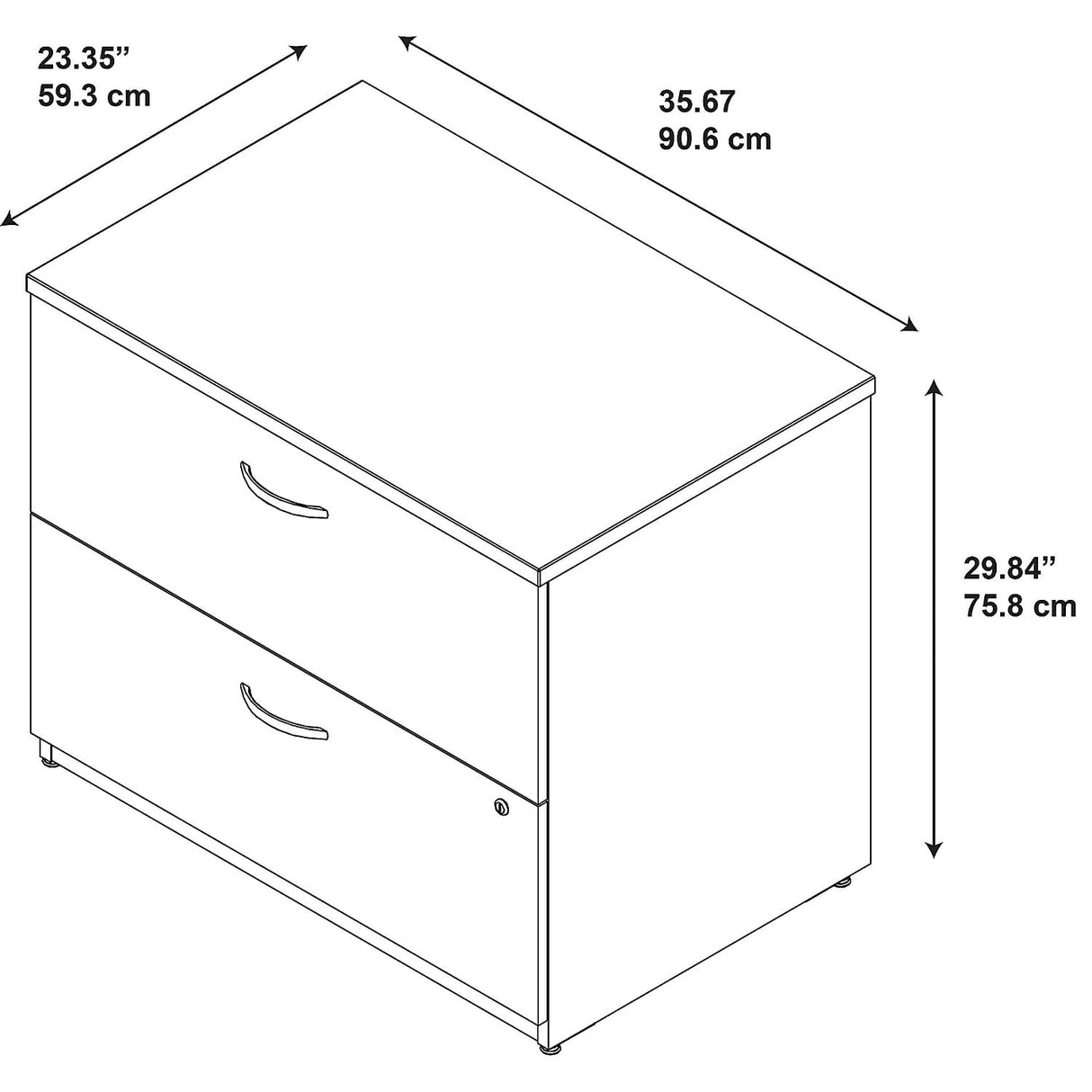 Bush Business Furniture Series C 2 Drawer Lateral File Cabinet, Locking Document Storage for Home or Professional Office, Mocha Cherry Bush Business Furniture
