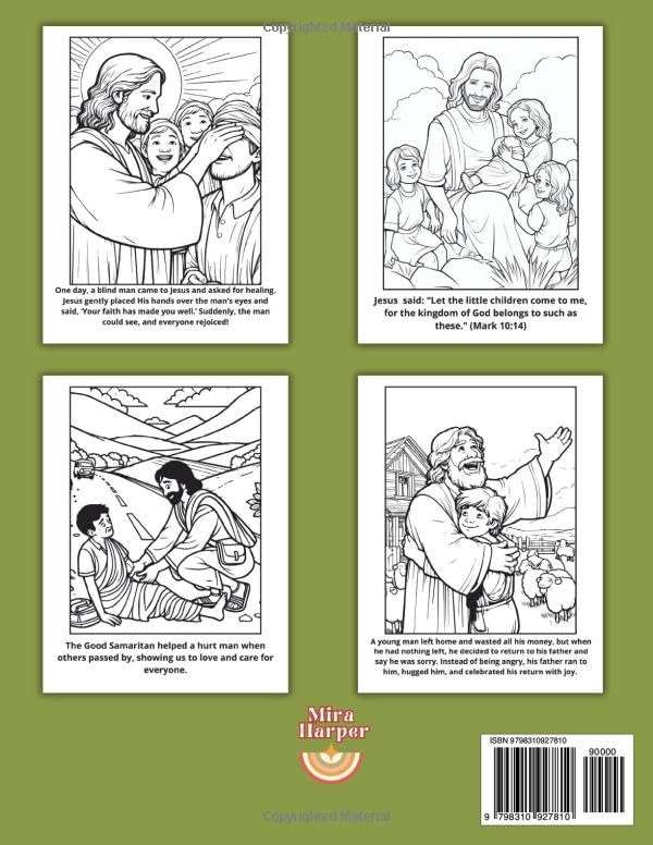 Bible Coloring Book Kids: Verses and Biblical Stories for Children from the Old & New Testament, Christian Activities for Sunday School WoodArtSupply