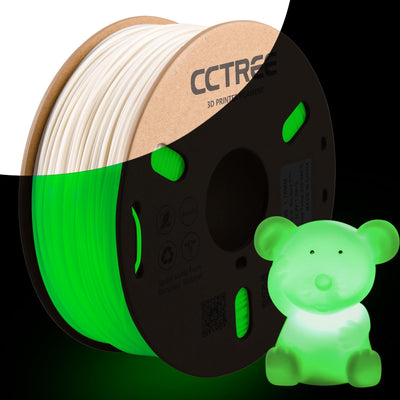 CCTREE 3D Printer High Speed ABS Filament 1.75mm, ABS 1kg Spool (2.2lbs) Excellent Resistance, Odorless Strong&Durable Accuracy±0.03mm Easy Printing for Bambu P1S,X1 3D Printer Glow in Dark Green