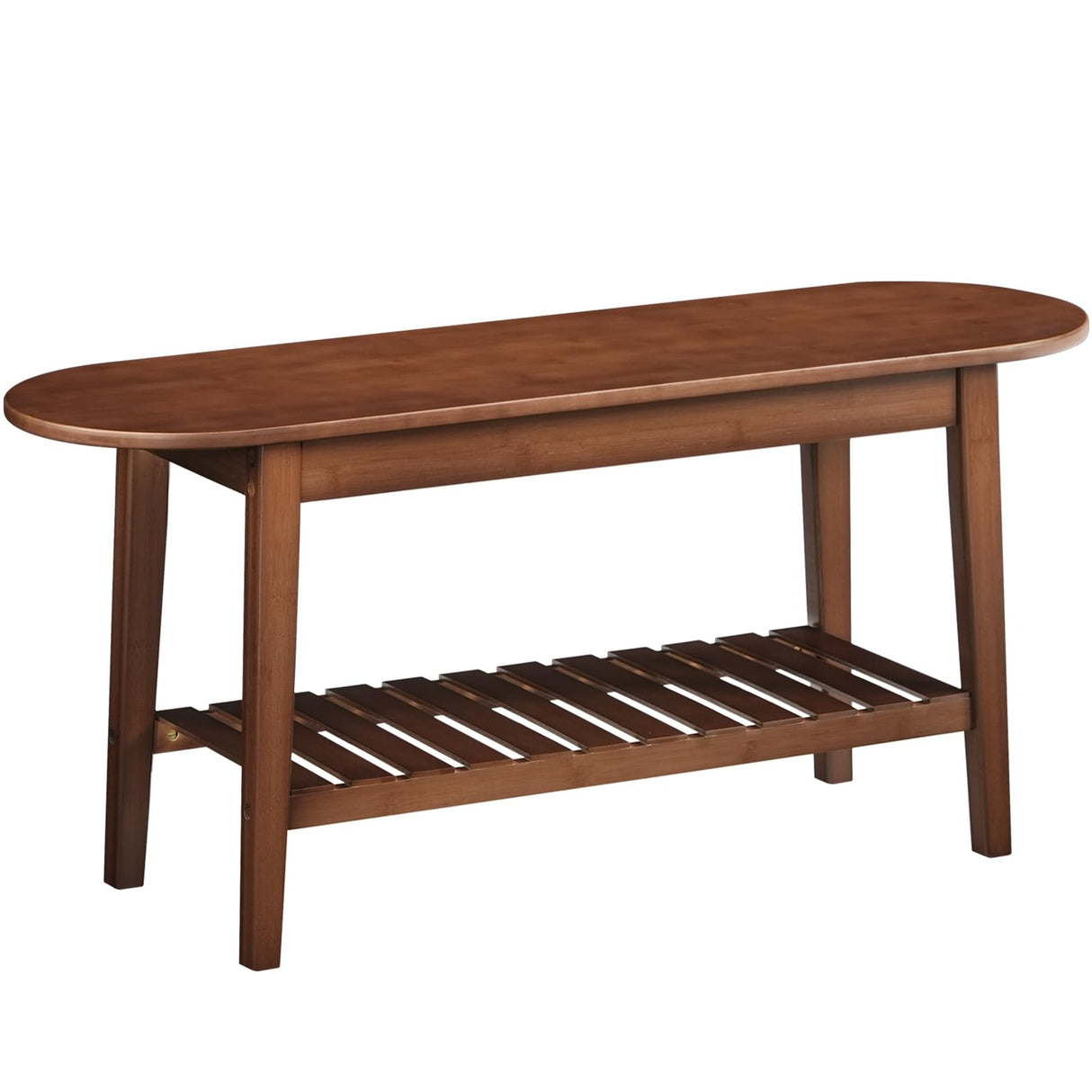 HOOBRO Dining Bench, 2-Tier Bamboo Farmhouse Entryway Bench, Indoor Storage Wooden Bench for Living Room, Dining Room, Hallway, Bedroom, Entryway, Bathroom, Brown BR06CD01 HOOBRO