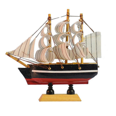 Wooden Sailboat Model Small Sailboat Ornament Retro Ship Decor Nautical Tabletop Boat Decoration Antique Boat for Home Office Ocean Theme Party (4.3 * 4.7in)