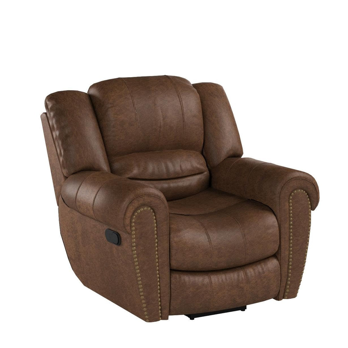 CANMOV Leather Recliner Chair, Classic and Traditional Manual Recliner Chair with Comfortable Arms and Back Single Sofa for Living Room, Nut Brown CANMOV