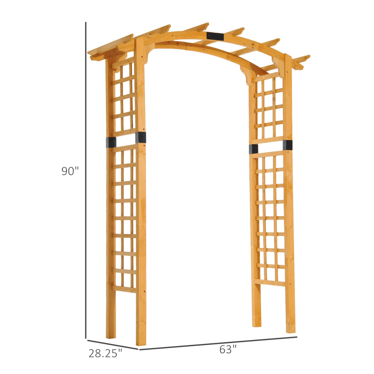 Outsunny 90in Wood Garden Arbor Arch with Trellis Wall for Climbing & Hanging Plants, Decor for Party, Weddings, Birthdays & Backyards Outsunny