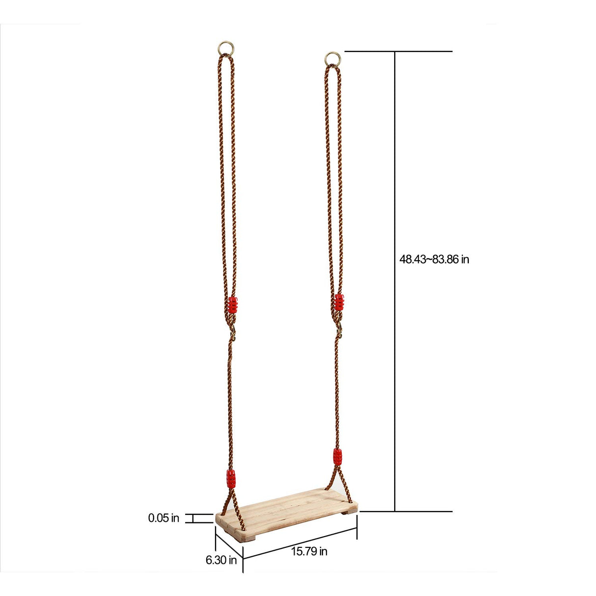 KINJOEK 15.8 x 6.3 Wooden Swing, Hanging Wooden Tree Swings Seat Adjustable 48 to 83 Inches Cable, 220 lbs Capacity Birch Wood Durable, Sturdy Swings for Adult Kids Children Garden, Yard, Indoor Use KINJOEK