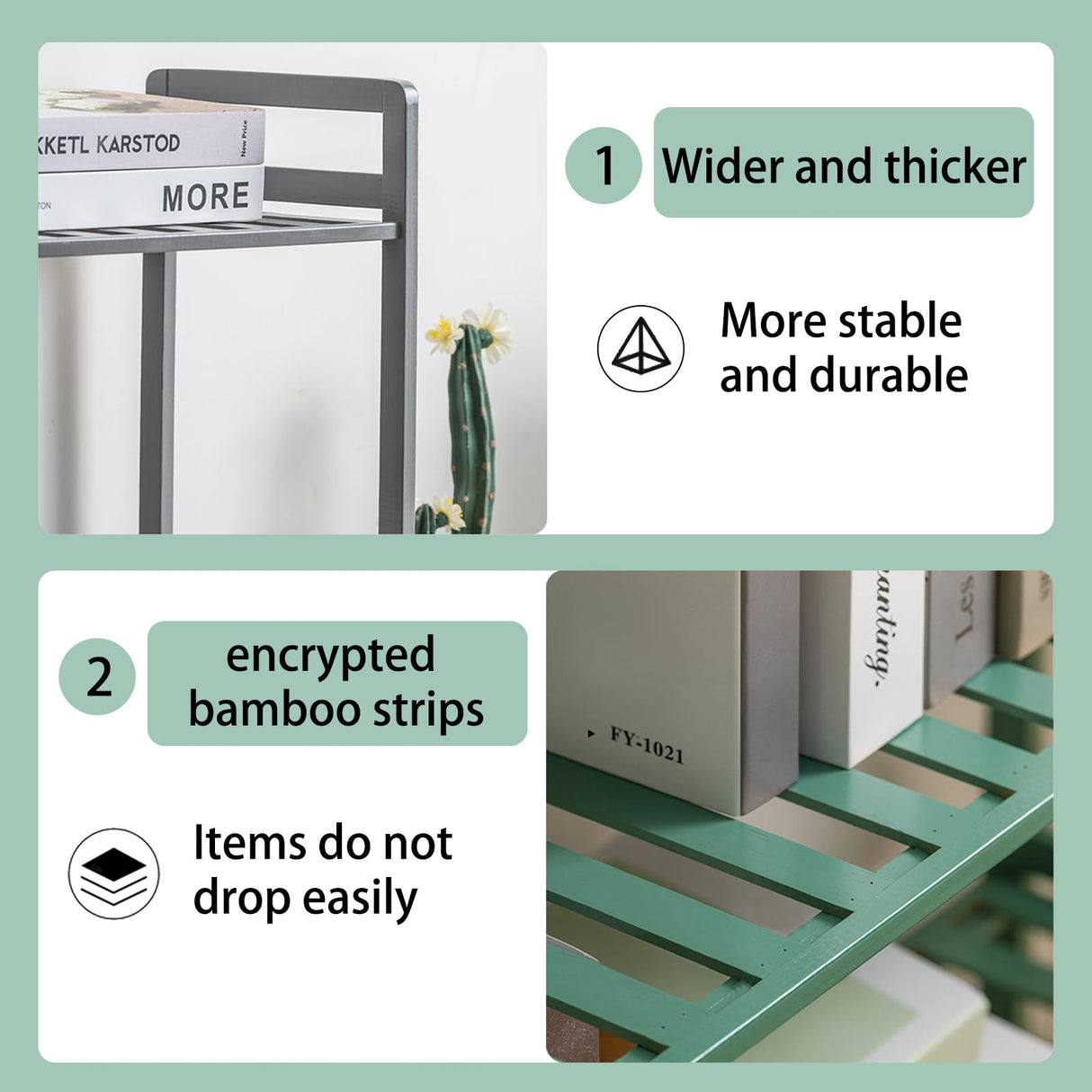 MCBAOB Bamboo Shelf, 4-Tier Bookcase Storage Shelves, Small Book Rack Shelving Unit, Multipurpose Storage Display Shelf for Bathroom Kitchen Living Room Office, 25W x 35D x 100H (4-Tier Natural) MCBAOB