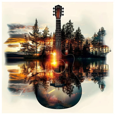 DIADAY 5D Diamond Art Kits for Adults Guitar, Full Round Drill Forest Landscape Diamond Painting Kits for Adults, DIY Gem Diamond Art Crafts, Home Wall Decor Gift 12 x 12 inches