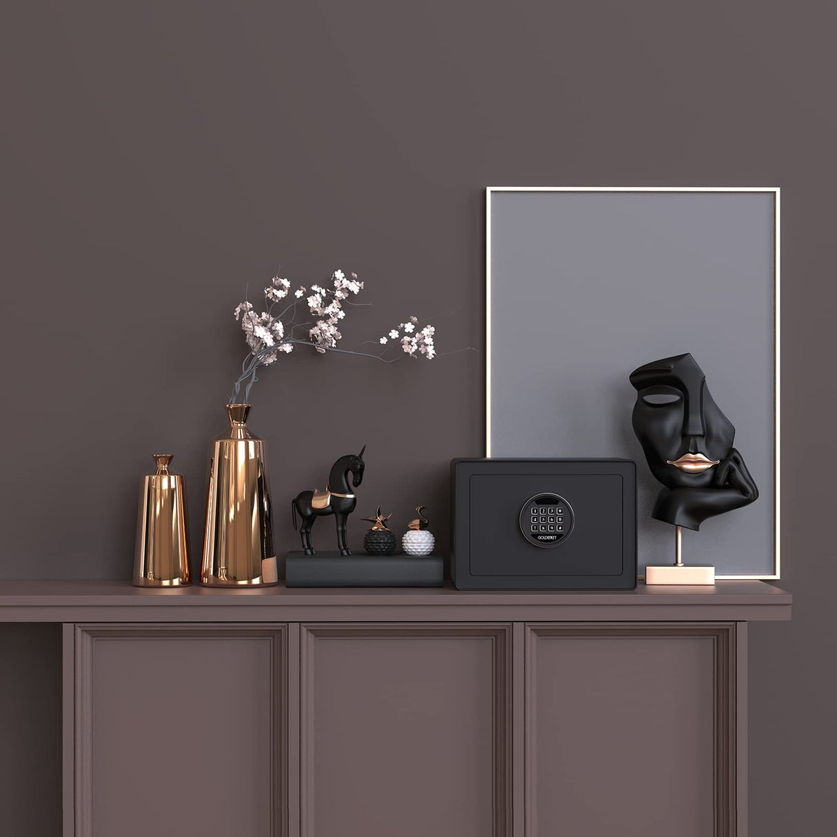 Goldenkey Digital Security Safe and Lock Box,Small Safe box for Money, Keypad Lock,Perfect for Home Office Hotel Business Jewelry Gun Use Storage, 0.77 Cu.Ft./ Black GOLDENKEY