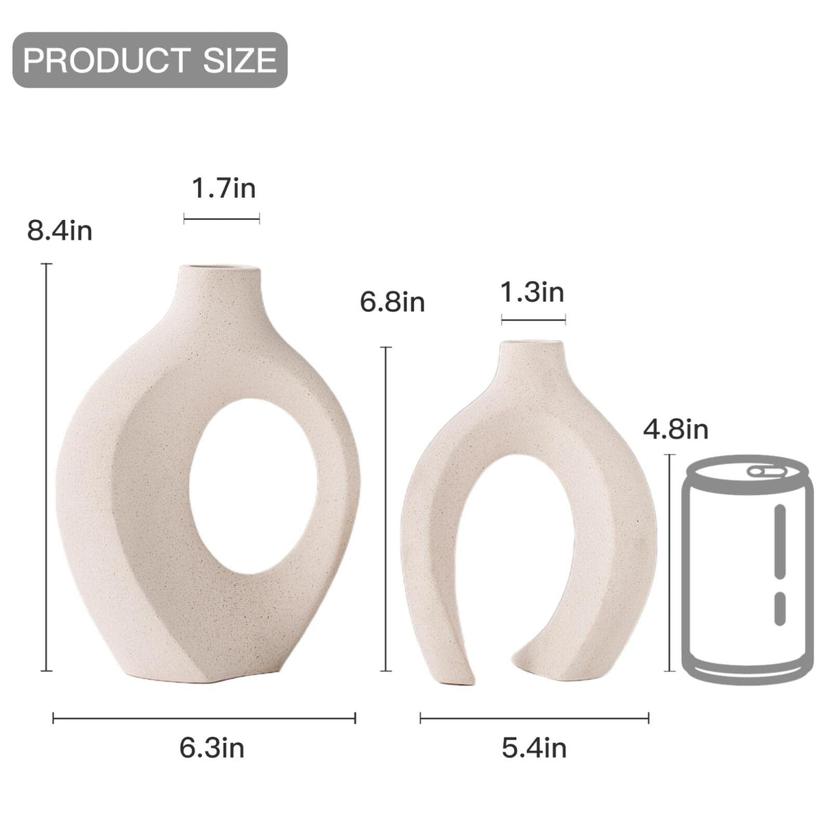 Lvases Snuggle Hollow Ceramic Vase Set of 2, Nordic Modern Boho ins Style Decorative Ceramic Aesthetic Flower Vase for Home Decor (Milky White W 6.3" X H 8.4") Lvases