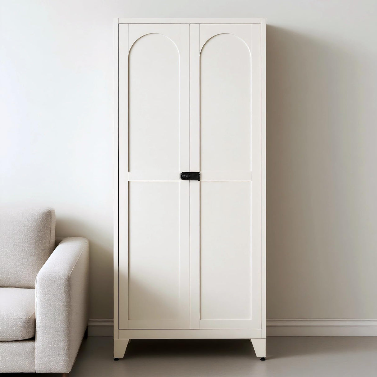 71" Metal Storage Cabinet with Keyless 3-Digit Combination Lock, Adjustable Shelves, Reinforced Steel Body, Magnetic Doors, for Office/Warehouse/Garage(Beige) WoodArtSupply