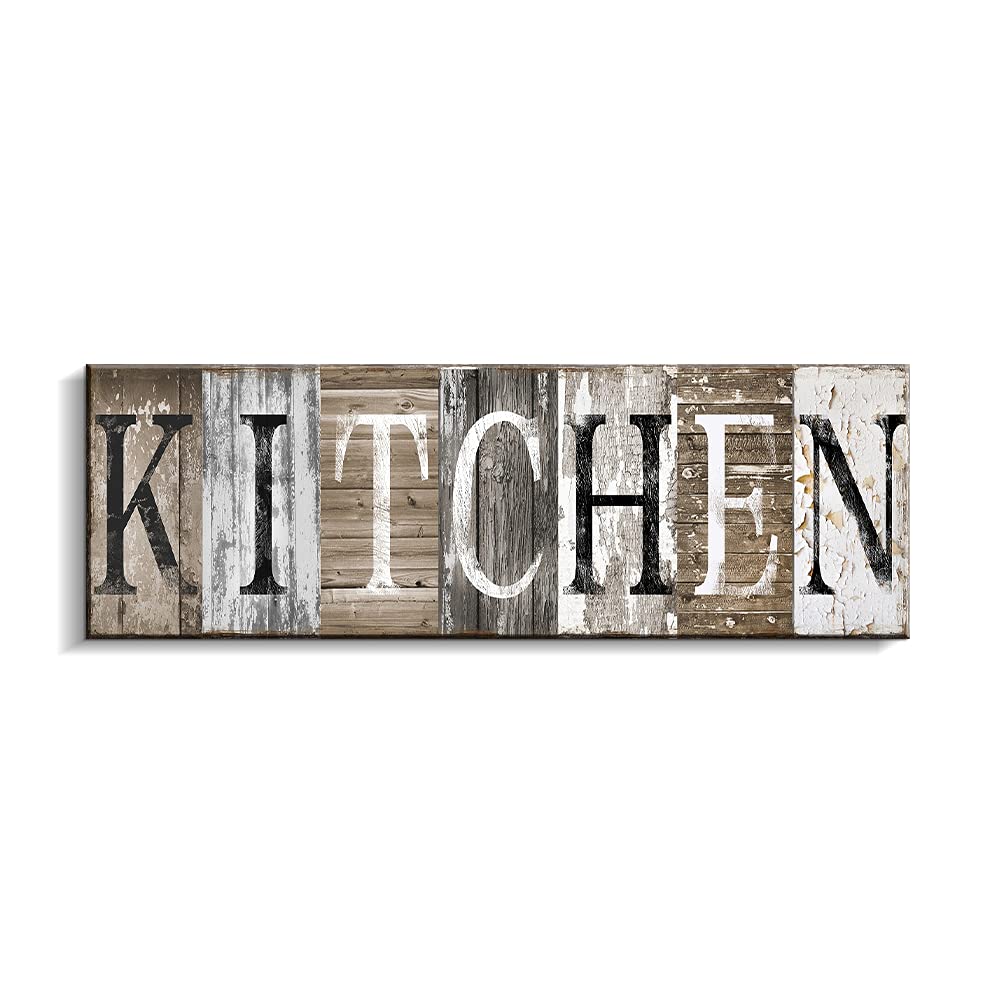 Pinetree Art Rustic Farmhouse Kitchen Wall Decor Canvas Prints Kitchen Signs Wall Decor (With Solid Wood Inner Frame) Pinetree Art