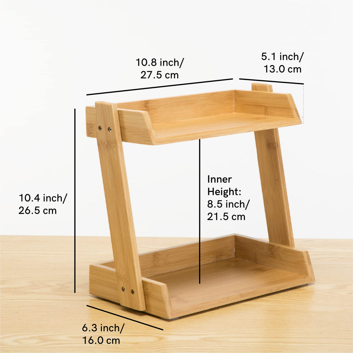 GOBAM Bamboo Makeup & Countertop Organizer, Small - 2 Layer Cosmetics, Lipsticks, Jewelry, Brushes, Hair Accessories & Perfume Organizer for Dresser, Easy Assembly - Natural GOBAM