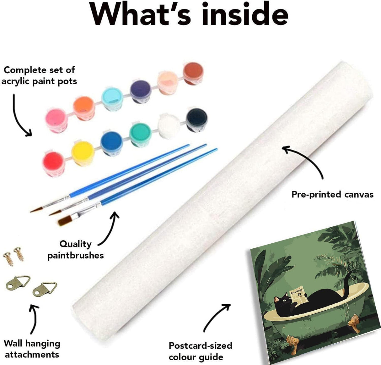 MjhRcll 6 Pack Paint by Numbers for Adults Beginner, Black Cat Paint by Number Kits on Canvas, Funny Animals DIY Acrylic Painting by Number for Home Bathroom Decor 12X16 Inch(Without Frame) MjhRcll