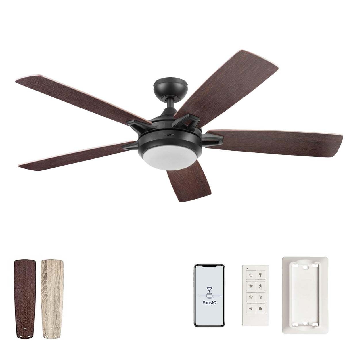 Prominence Home 51649-01 Lorelai Smart Ceiling Fan with Light and Remote, 52, Bronze Prominence Home
