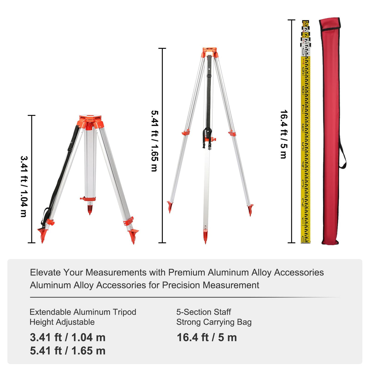 VEVOR Red Rotary Laser Level 1650ft, 360 Degree Self Leveling Laser Level Kit,with Surveying Tripod&5m Staff,IP66 Waterproof Remote Control,5 Rotation Speeds&4 Angles Adjustment for Construction VEVOR