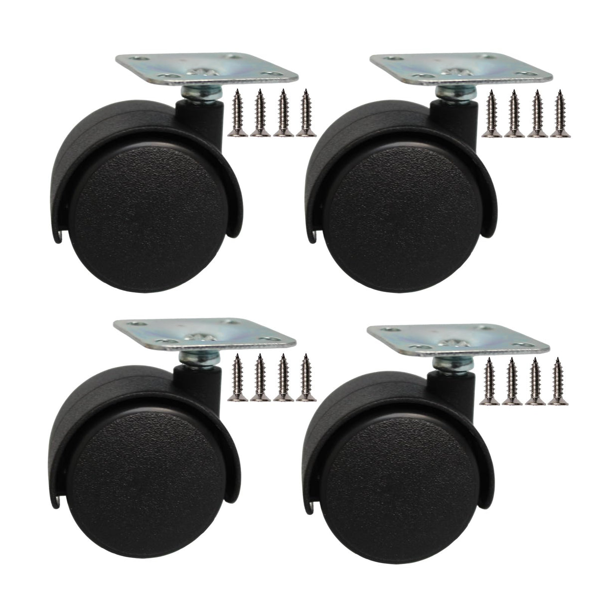 Dalyndar 1.5 Inch Furniture Caster Swivel Wheels Replacement Universal for Cart Desk Table Drawer Cabinet Wood Storage Box, Set of 4pcs Small Nylon Plate Castor Rollers with Stainless Steel Screws Dalyndar