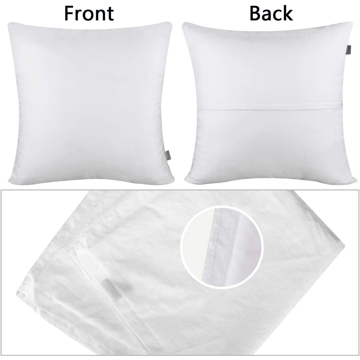 Thmyo 4-Pack 100% Cotton Comfortable Solid Decorative Throw Pillow Case, Square Cushion Cover Pillowcase Sublimation Blank Pillow Covers Christmas DIY Throw Pillowcase for Bed(18x18inch/45x45cm,White) Thmyo