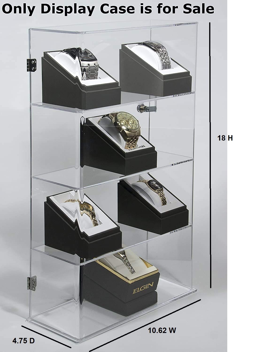 4 Tier Transparent Acrylic Display Case with Lock,Clear Show Case for Collectible, Vertical Curio,See-Through Locking Cabinet,Dustproof Protection 10.25 x 4.25 x 18.25 Inches Display case