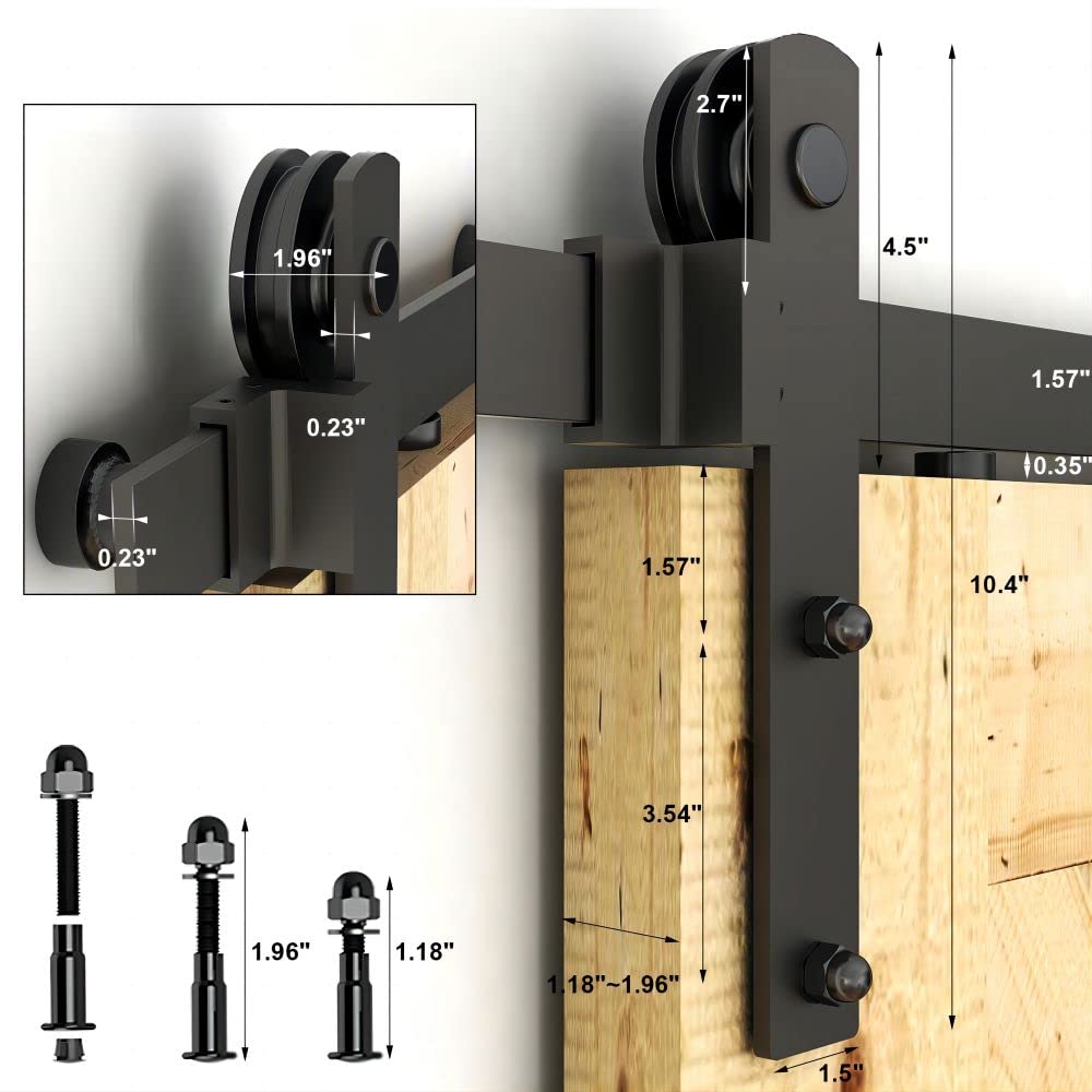 LQKUMJG 6.6FT Sliding Barn Door Hardware Kit for Single Wood Door, Smoothly and Quietly, Easy to Install Fit 35"-40" Wide and 1.18"-1.96" Thickness Door Panel, Includes Installation Instruction LQKUMJG