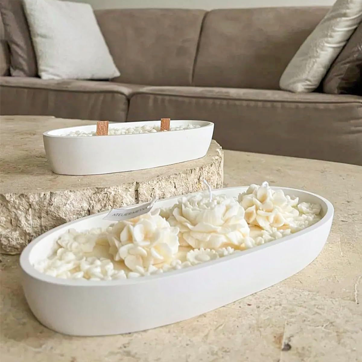 Large Candle Vessel Silicone Mold Oval Bowl Resin Molds, Creative Silicone Candle Vessels Pot Molds, Storage Tray Container Mold DIY for Candle Making Supplies Scented Candles Soaps Making or Storage Ainvhh