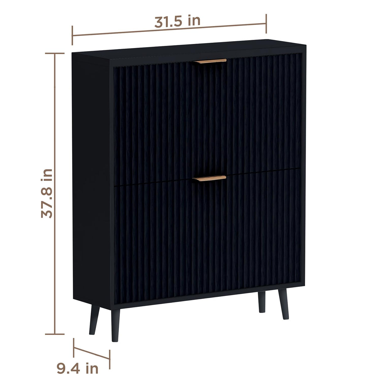 QIVOMIX Shoe Cabinet Storage,Modern Freestanding Organizer with 2 Flip Drawers,Narrow Shoe Rack Cabinet for Entryway,Black QIVOMIX