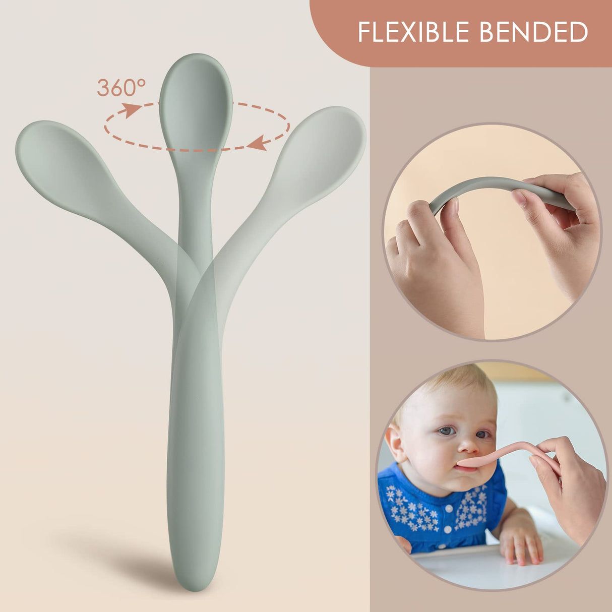 6-Piece Silicone Feeding Spoons for First Stage Baby and Infant, Soft-Tip Easy on Gums I Training Spoon | Baby Utensils Feeding Supplies, Dishwasher & Boil-proof NETANY