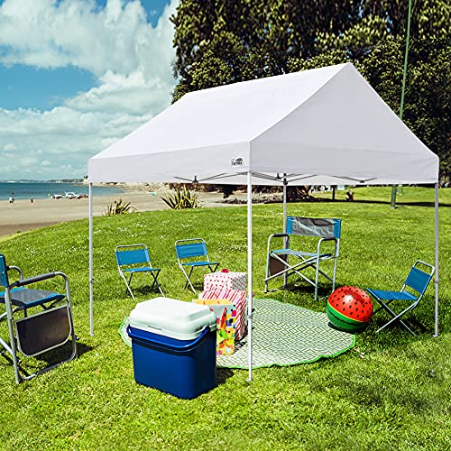 Eurmax USA Patented 10x10 Pop Up Canopy Tent Party Tent Commercial Instant Canopies Shelter with Heavy Duty Roller Bag,Bonus 4 Sand Bags (Snow White) Eurmax