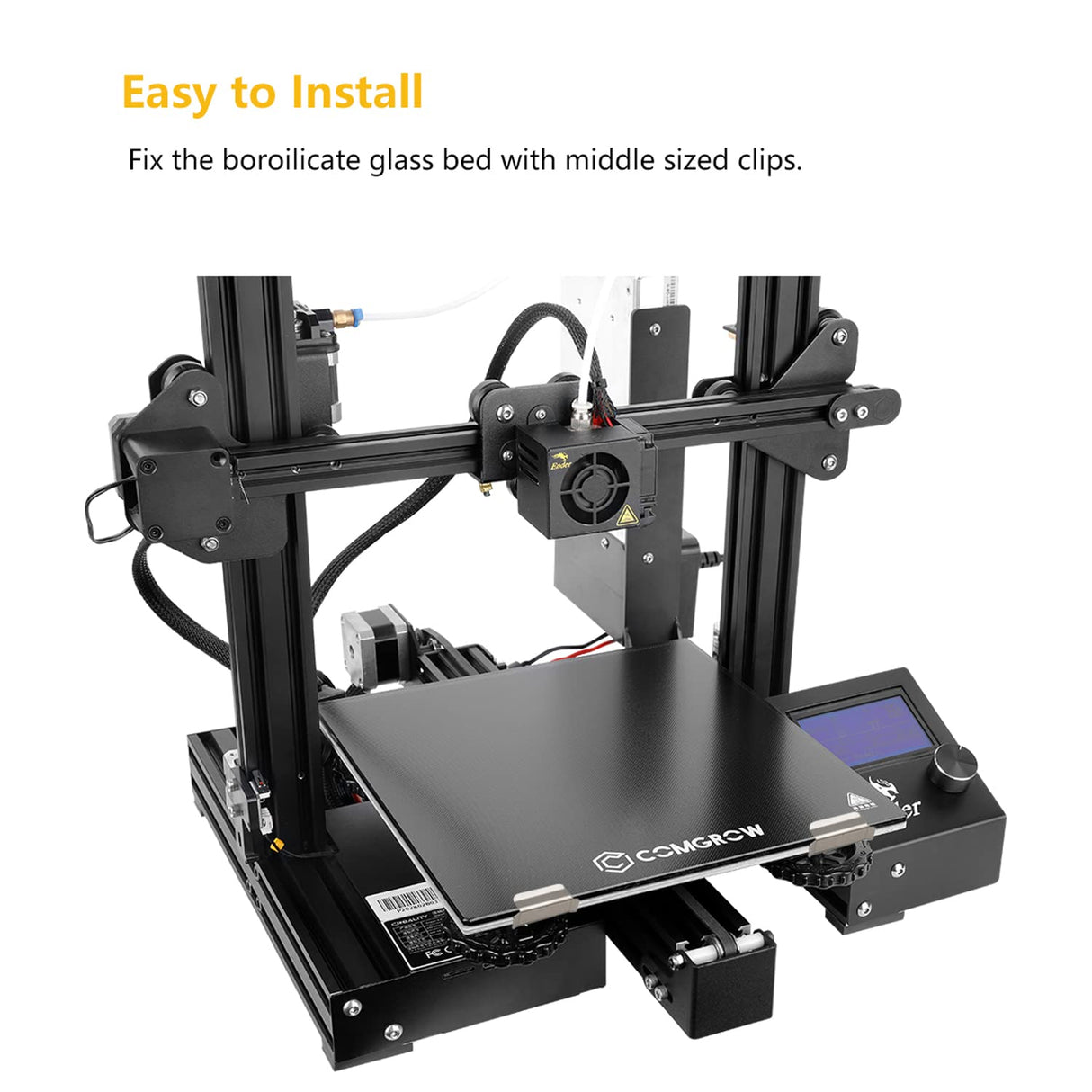 Comgrow 2PCS Ender 3 Pro Glass Bed, Upgraded Tempered Glass Plate with Bed Clips, Ender 3 Build Plate 235x235x4mm for Creality Ender 3 Pro/Ender 3 V2/Ender 3 V2 Neo/Ender 3 Neo/3 S1/3 S1 Pro/5 Pro Comgrow
