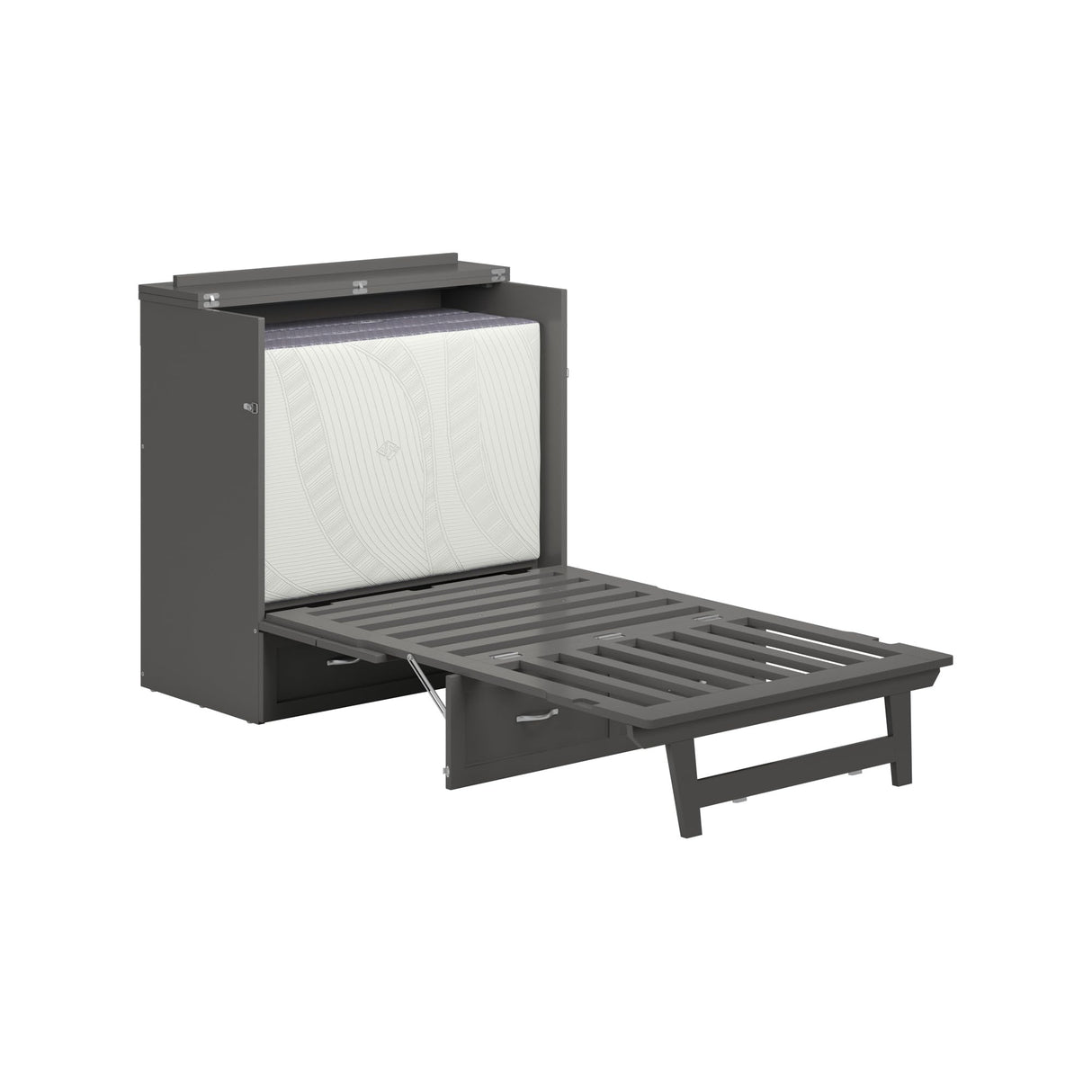 AFI, Northfield Murphy Bed Chest Twin XL with 6" Mattress, Storage Drawer & Built-in USB Charger, Grey AFI