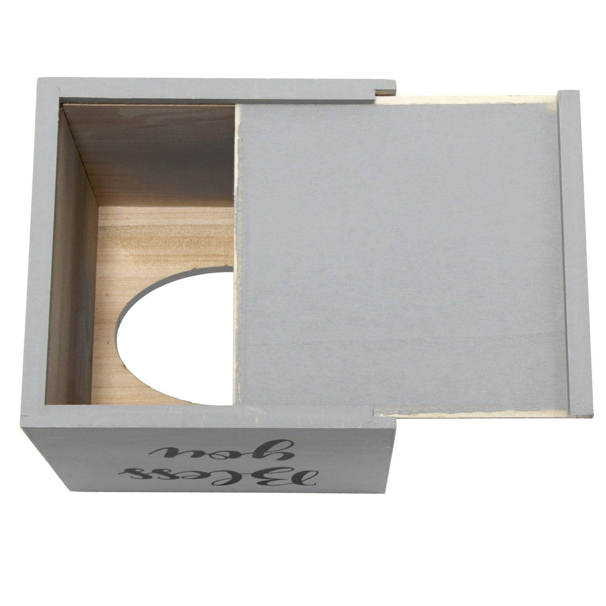 Elegant Designs HG2024-GRW Decorix Farmhouse Square Wood Decorative Tissue Box Cover w Bless You Black Script & Sliding Base for Vanity, Bathroom, Bedroom, Livingroom, Office, Desk, Table, Gry Wash Elegant Designs