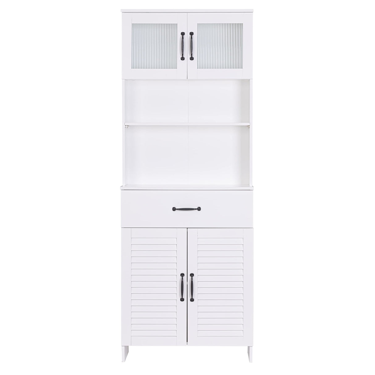 Spirich Tall Bathroom Storage Cabinet, Floor Storage Cabinet with Double Doors and Drawers, Freestanding Wood Cabinet for Bathroom, Living Room, Kitchen, Whtie Spirich