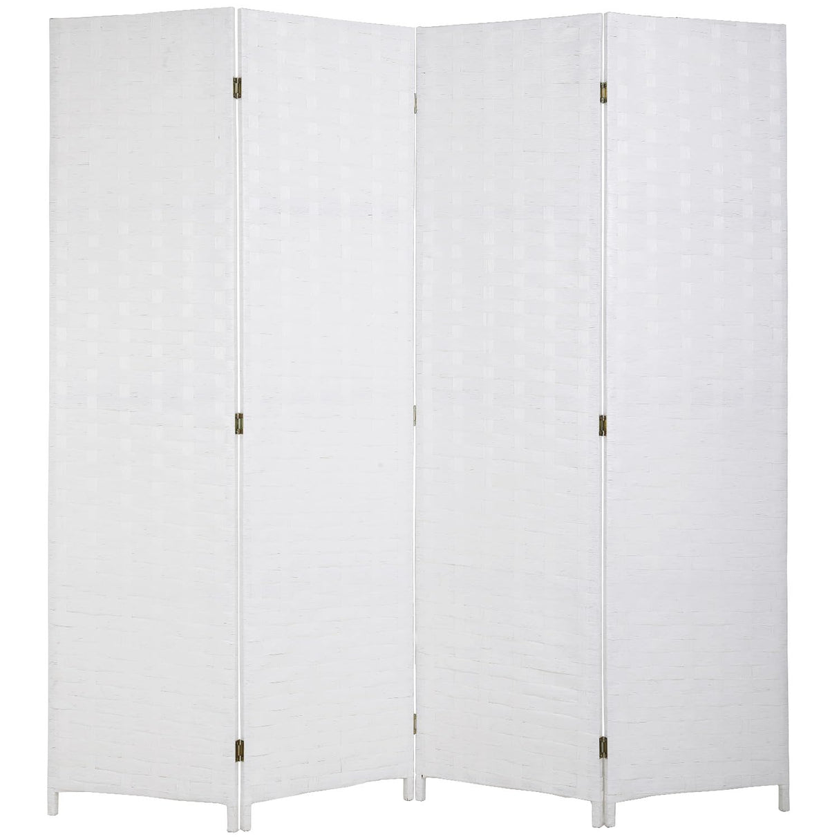 Room Divider Wall Divider 6FT 4 Panels Wood Mesh Hand-Woven Indoor Room Screen Folding Portable Partition Screen, White Dopinmin
