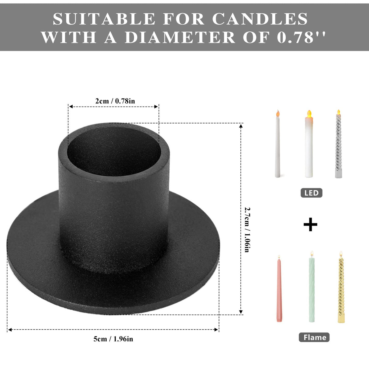 4 Pcs Black Candle Holders Retro Candlestick Holder Farmhouse Decor for Home Wedding Party Anniversary Housewarming Gifts for Women Men ysnn