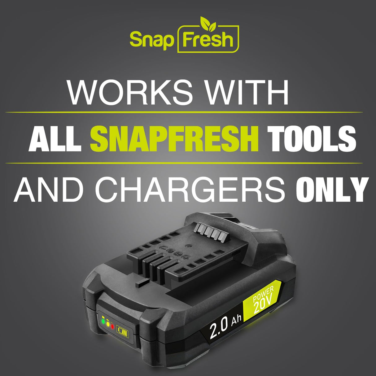 SnapFresh 20V 2.0Ah Li-ion Battery, (Not Compatible with Other Brands), Lithium-Ion Battery Support Fast Charging(BBT-DC20A) SnapFresh