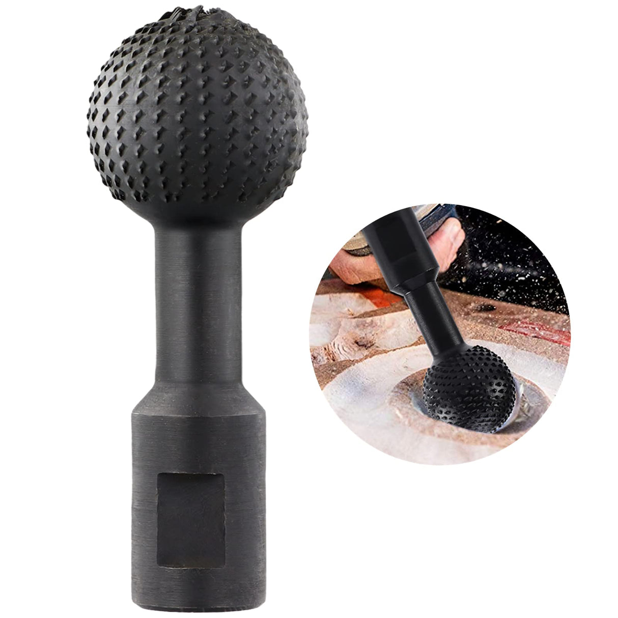 Varku Sphere Rotary Burr, Carbon Steel Ball Grinding Head Power Carving Tools, Wood Polishing Carving Engraving Drilling Bits. 5/8-11 Threads for 4 1/2 and 5 Inch Angle Grinder Varku