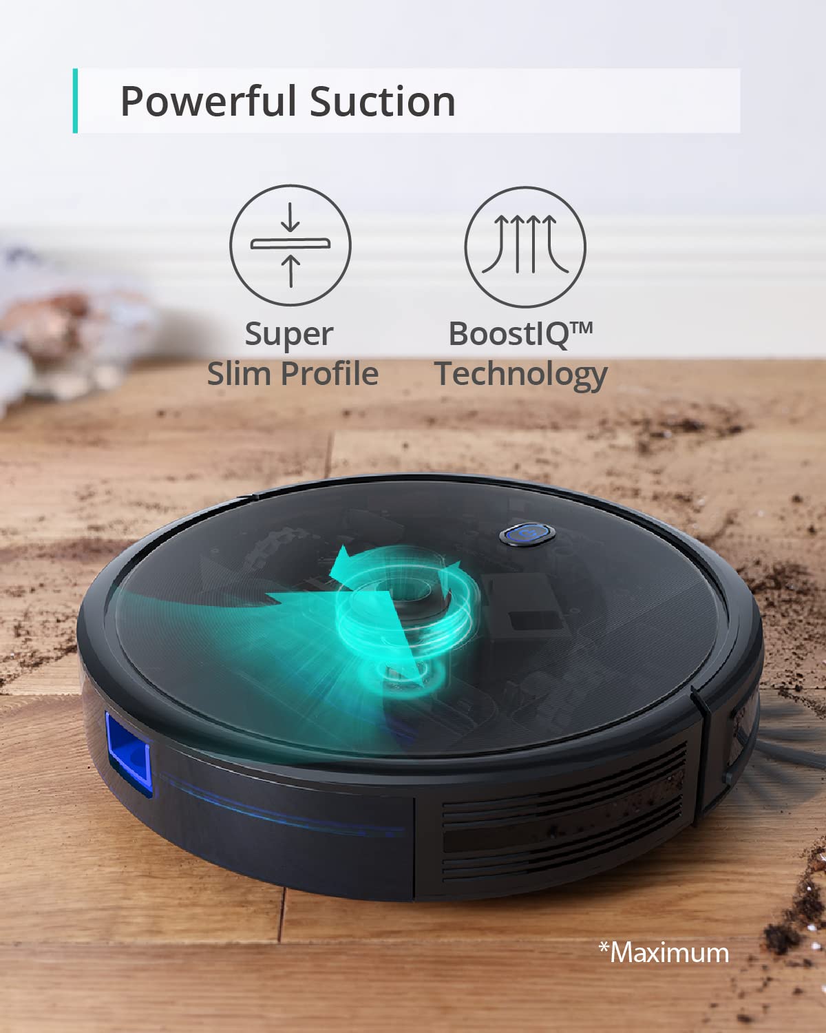 eufy Robot Vacuum 11S MAX, Super Thin, Powerful Suction, Quiet, Self-Charging Robotic Vacuum Cleaner, Cleans Hard Floors to Medium-Pile Carpets, Black eufy