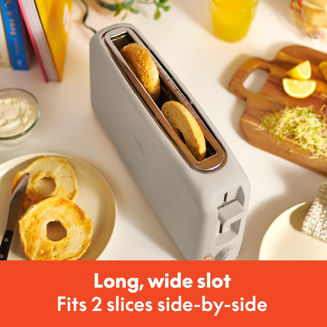 bella 2 Slice Slim Toaster, Fits-anywhere™ Kitchenware, 6 Setting Shade Control with Reheat & Cancel Buttons, Removable Crumb Tray, 10” Long Slot, Anti Jam & Auto Shutoff, 900 Watt, Oatmilk BELLA