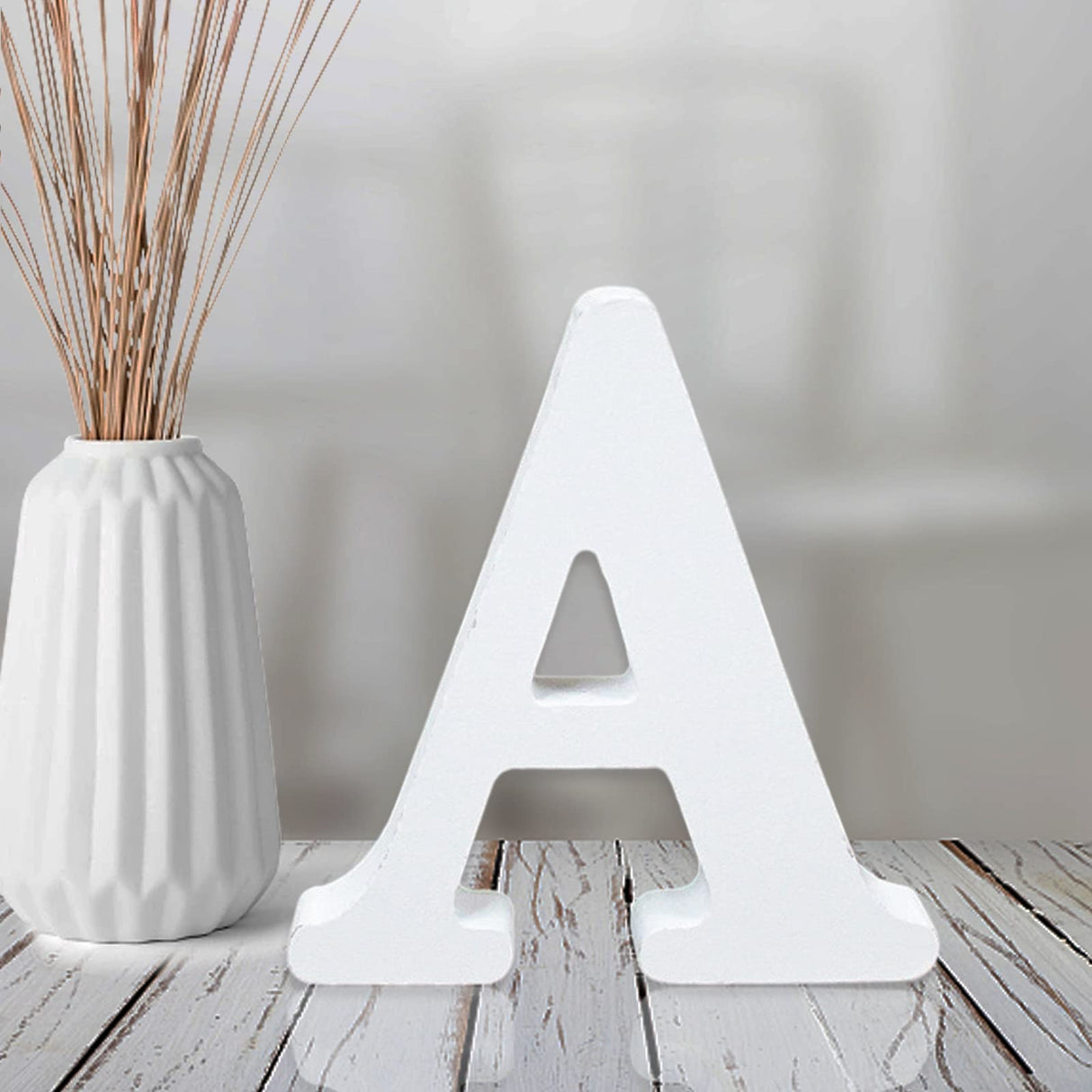 AOCEAN 4 Inch White Wood Letters Unfinished Wood Letters for Wall Decor Decorative Standing Letters Slices Sign Board Decoration for Craft Home Party Projects (A) AOCEAN